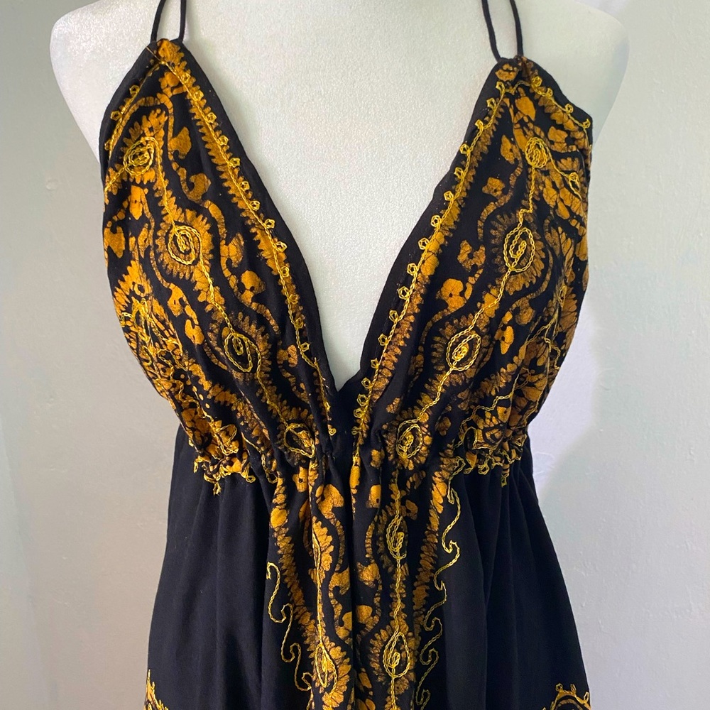 Vintage The Collection Royal-Halter dress with gold details in black.Size L